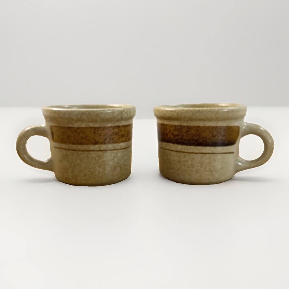 Treasure Craft Stoneware Mugs Set of 2 Vintage 1980s Brown Mission Style Cups